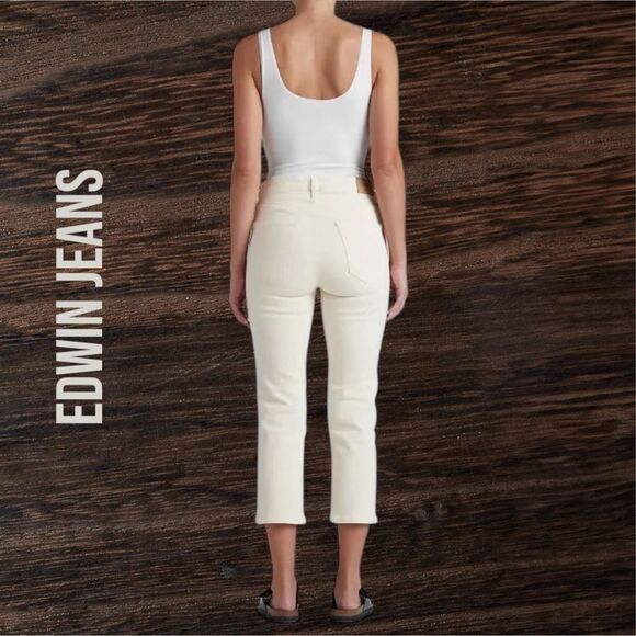 EDWIN ANTHROPOLOGIE Women’s Bree Crop Slim Straight in the Size 29 in Vanilla - Picture 8 of 12